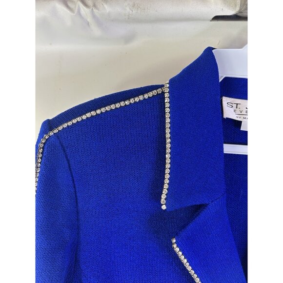 St. John Evening Marie Gray Santana Knit Embellished Blazer Jacket - Picture 4 of 7